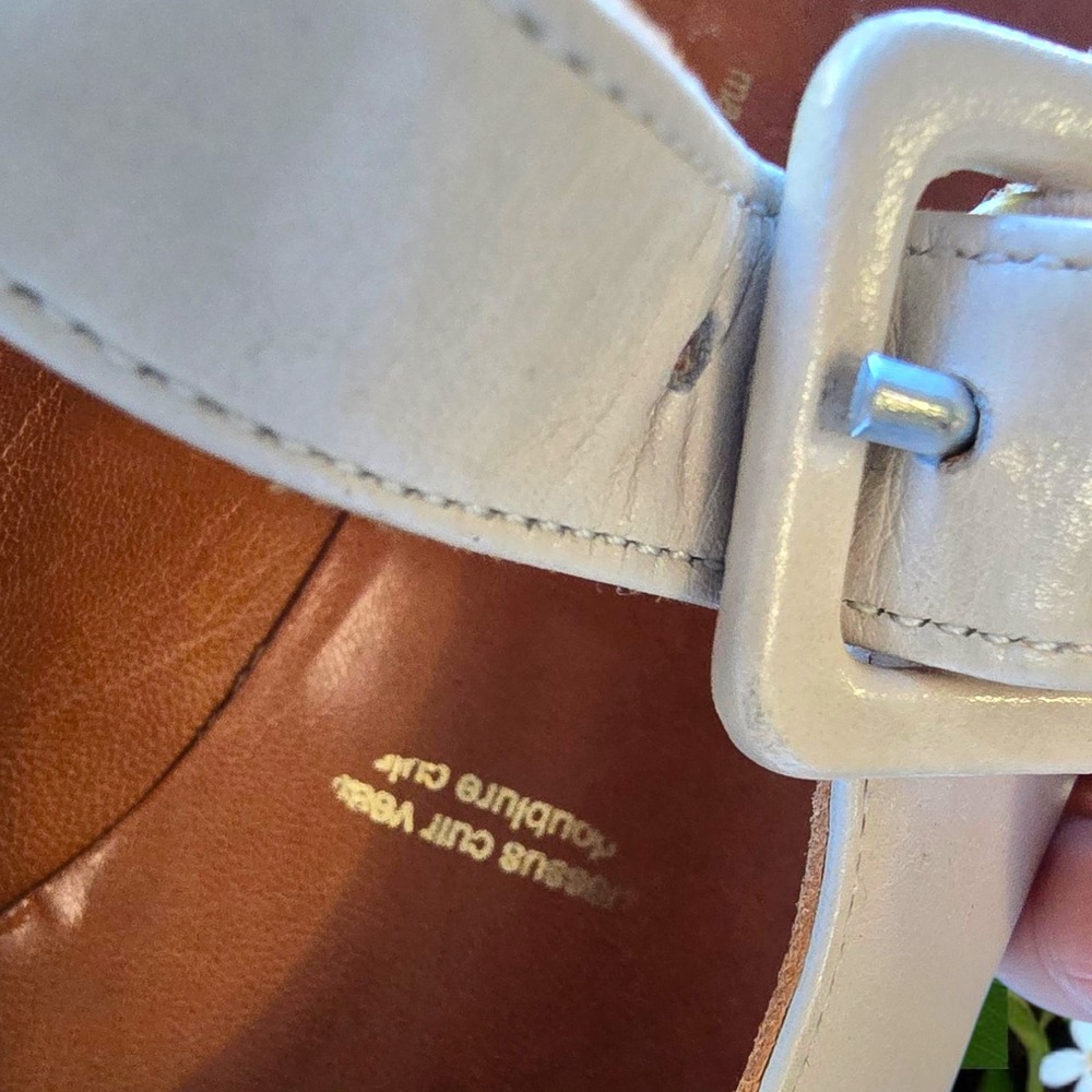 Vintage Robert Clergerie Paris Mary Jane Pumps Made in France White Leather 8.5 - Picture 16 of 16